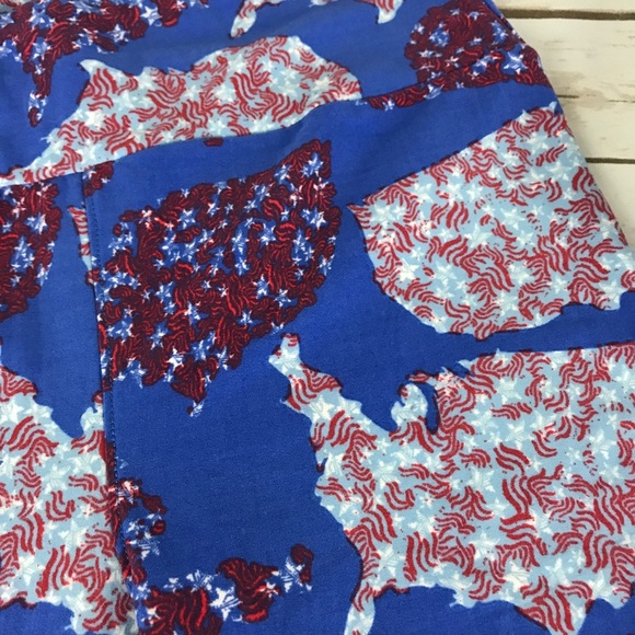 28 LuLaRoe Americana Red & Blue Leggings - Picture 3 of 5